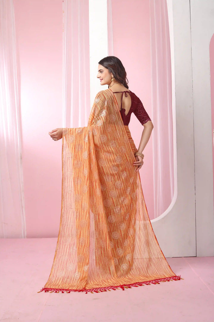 Georgette Saree with Art-Silk Blouse | Sequence Work & Designer-Printed Wedding Wear