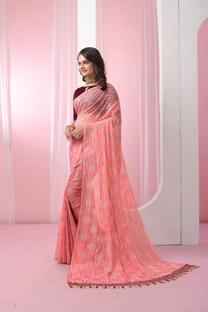 Georgette Saree with Art-Silk Blouse | Sequence Work & Designer-Printed Wedding Wear
