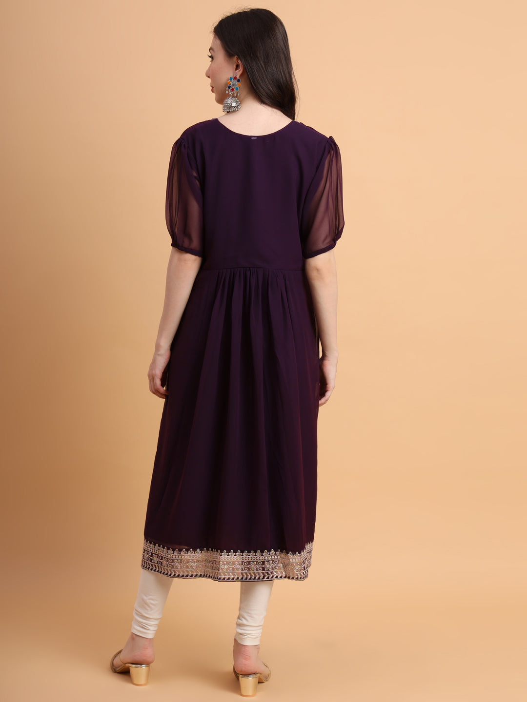 Trendy Long Kurti for Women | Georgette with Intricate Thread Embroidery