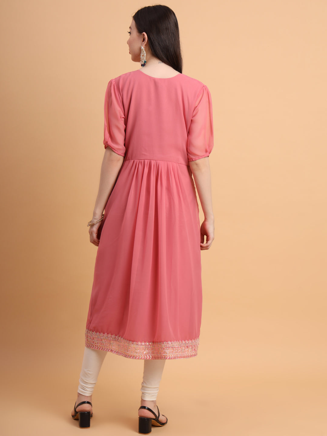 Trendy Long Kurti for Women | Georgette with Intricate Thread Embroidery
