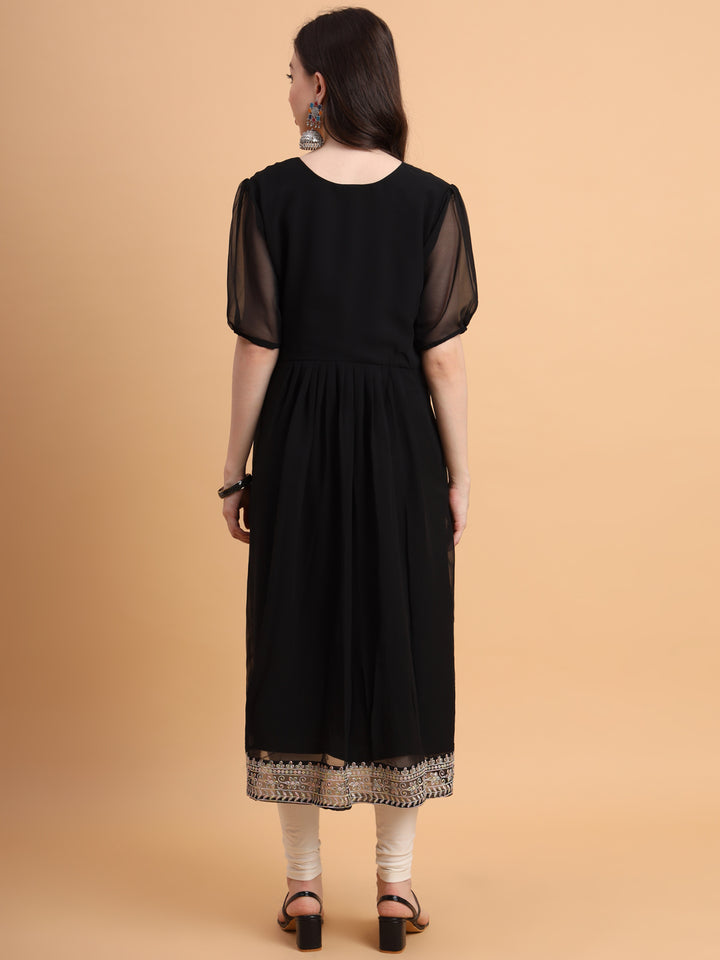 Trendy Long Kurti for Women | Georgette with Intricate Thread Embroidery