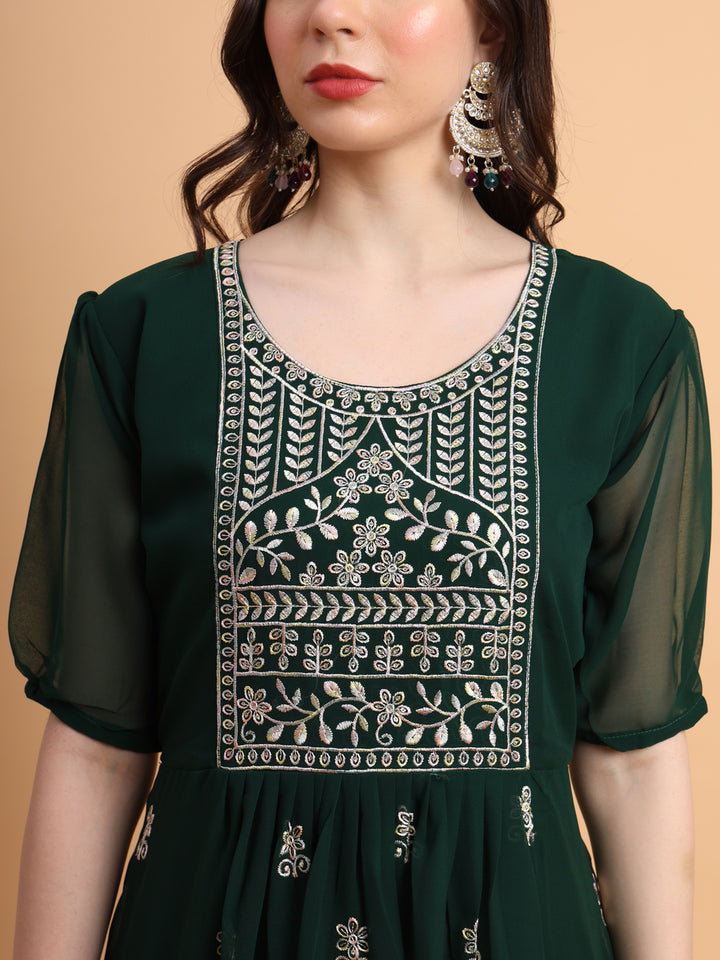 Trendy Long Kurti for Women | Georgette with Intricate Thread Embroidery