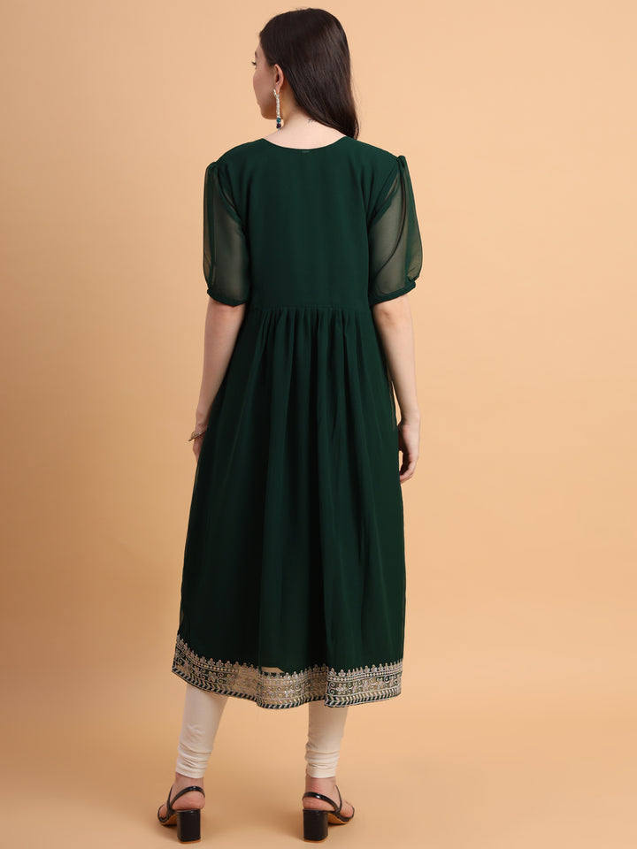 Trendy Long Kurti for Women | Georgette with Intricate Thread Embroidery
