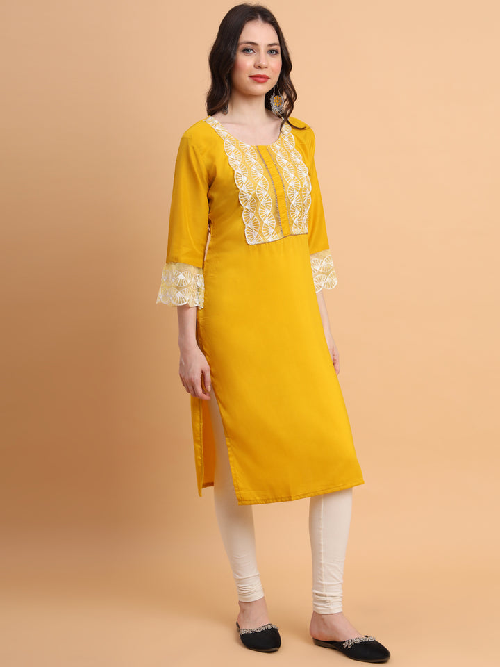 Traditional Long Kurti | Maska Cotton Silk with Intricate Thread Embroidery