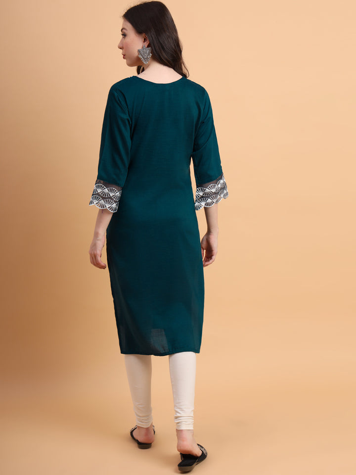 Traditional Long Kurti | Maska Cotton Silk with Intricate Thread Embroidery