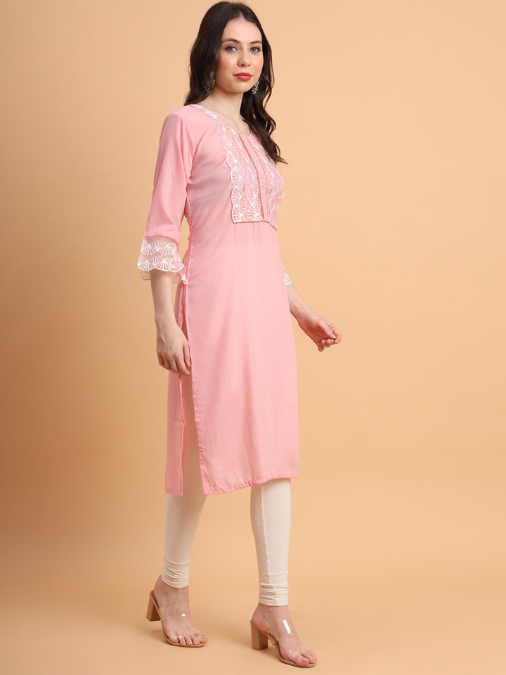 Traditional Long Kurti | Maska Cotton Silk with Intricate Thread Embroidery