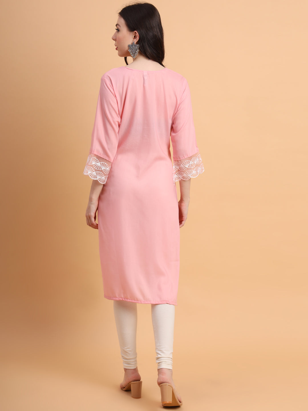 Traditional Long Kurti | Maska Cotton Silk with Intricate Thread Embroidery