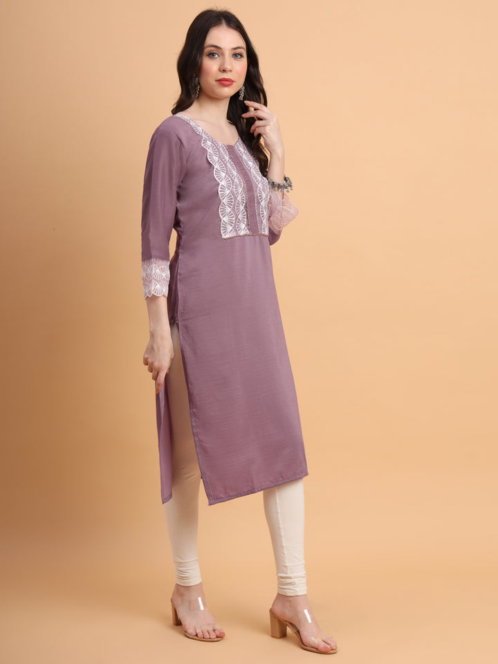 Traditional Long Kurti | Maska Cotton Silk with Intricate Thread Embroidery