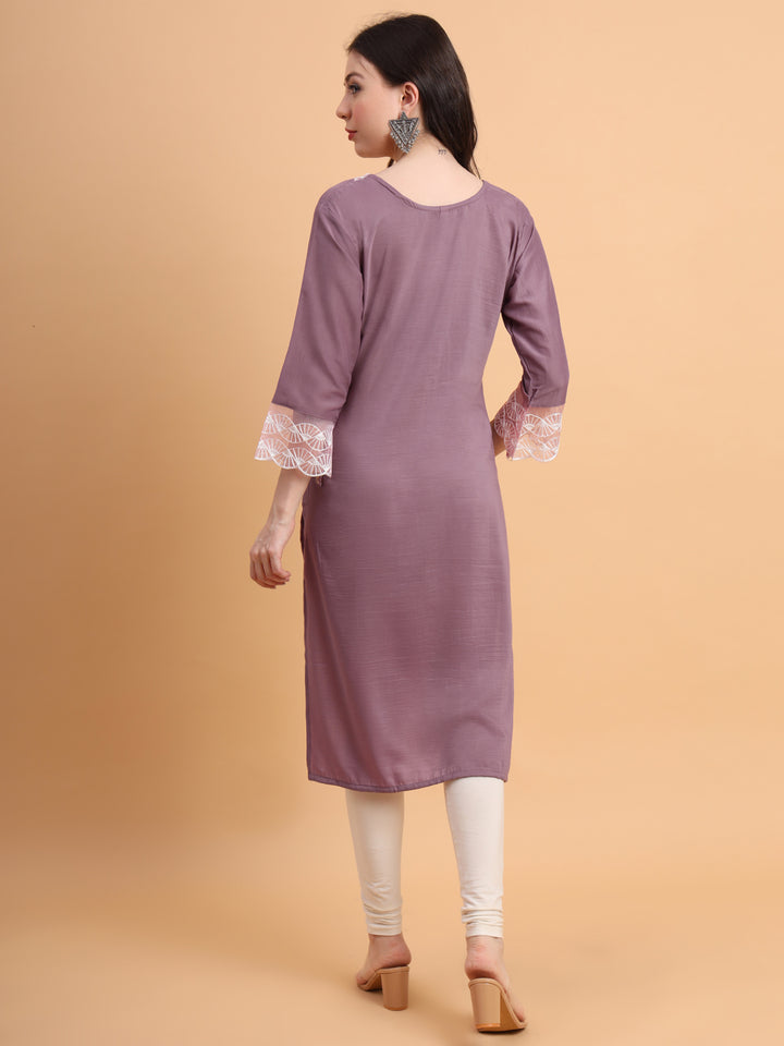 Traditional Long Kurti | Maska Cotton Silk with Intricate Thread Embroidery