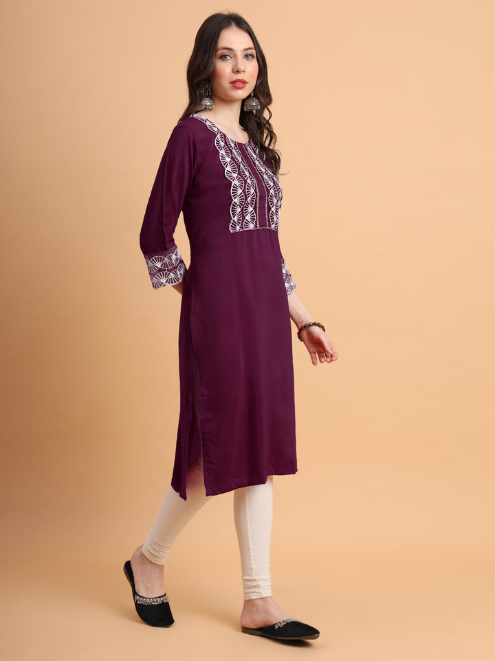 Traditional Long Kurti | Maska Cotton Silk with Intricate Thread Embroidery