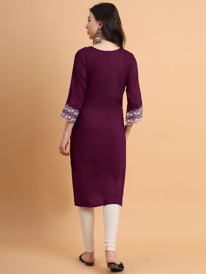 Traditional Long Kurti | Maska Cotton Silk with Intricate Thread Embroidery