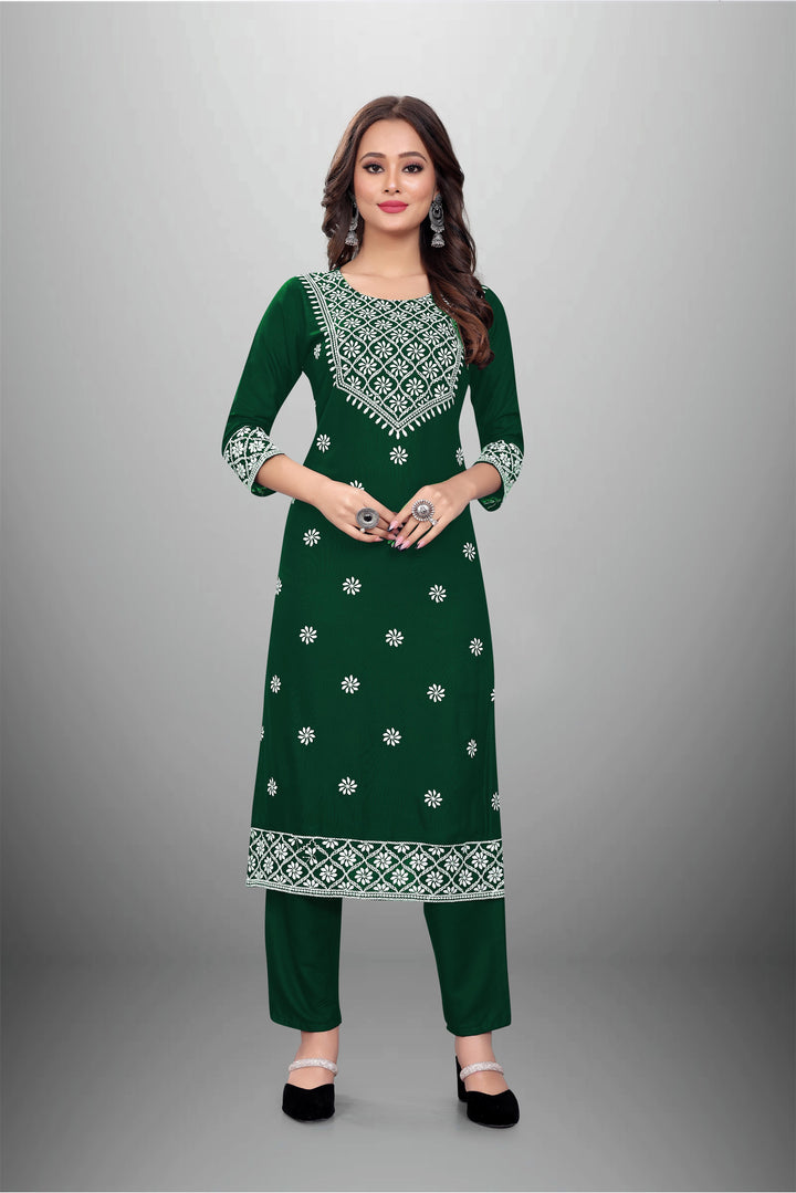 Rayon Kurti Set for Women | Stylish Embroidered Ethnic Wear