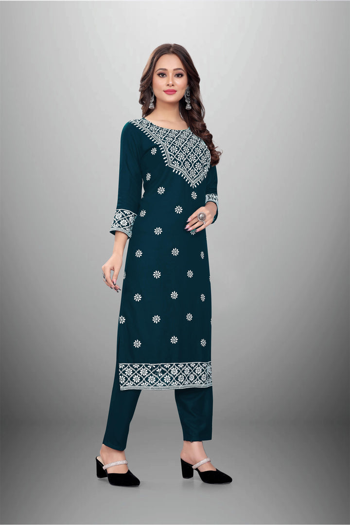Rayon Kurti Set for Women | Stylish Embroidered Ethnic Wear