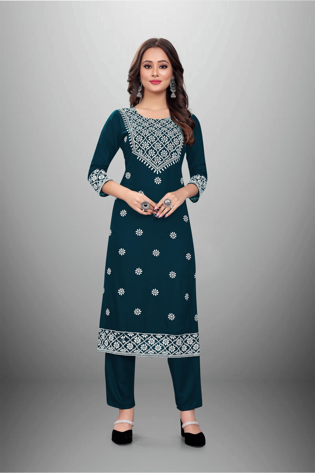 Rayon Kurti Set for Women | Stylish Embroidered Ethnic Wear