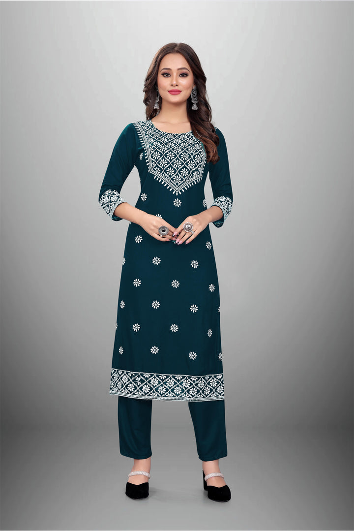 Rayon Kurti Set for Women | Stylish Embroidered Ethnic Wear