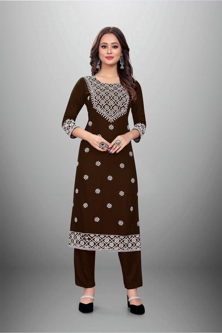 Rayon Kurti Set for Women | Stylish Embroidered Ethnic Wear