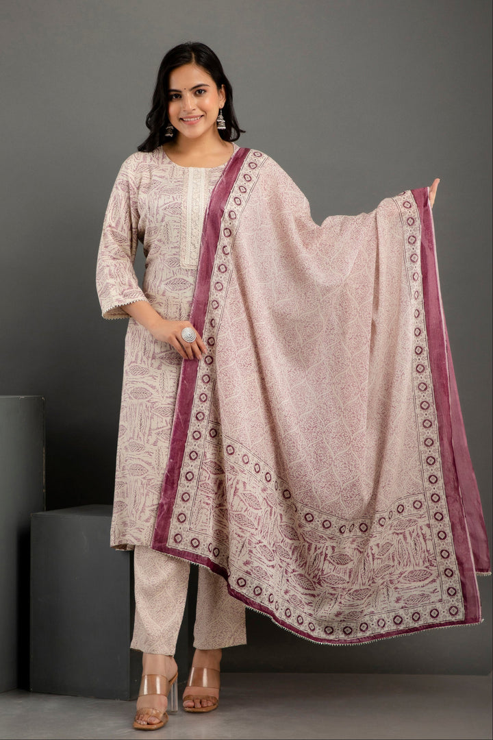 Rayon-Cotton Salwar Kameez | Digital-Printed & Embroidered