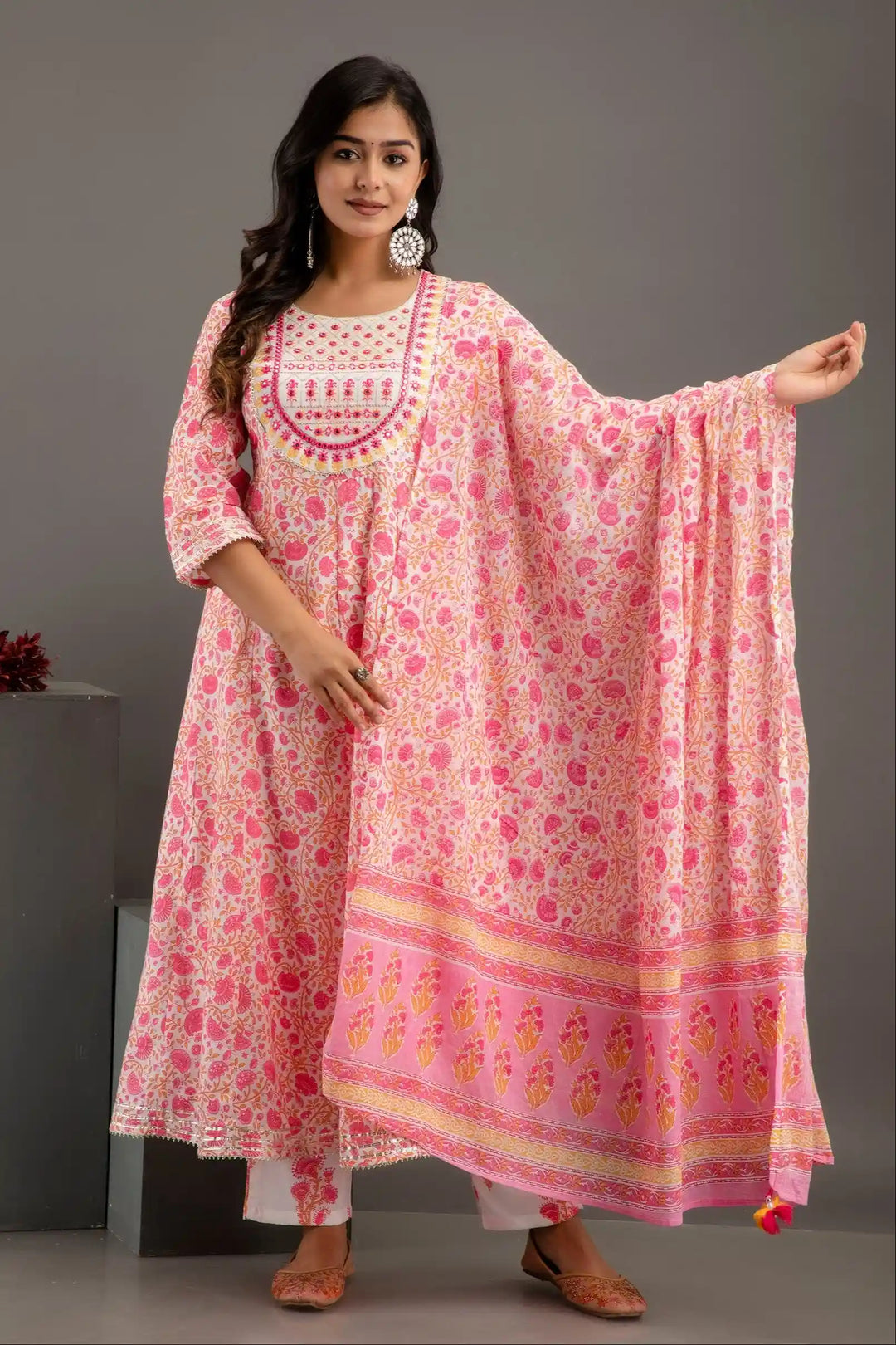 Rayon-Cotton Salwar Kameez | Digital Print & Embroidery Work for Traditional Wear
