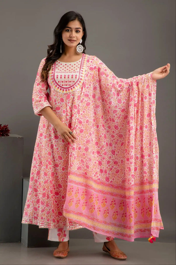 Rayon-Cotton Salwar Kameez | Digital Print & Embroidery Work for Traditional Wear