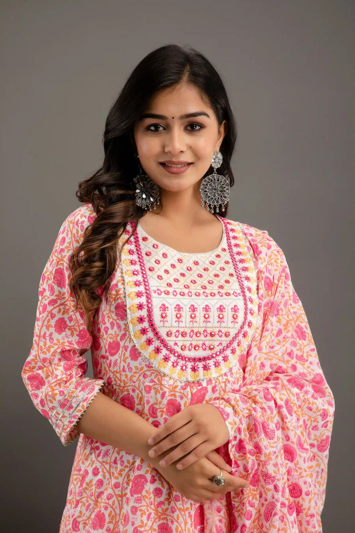 Rayon-Cotton Salwar Kameez | Digital Print & Embroidery Work for Traditional Wear
