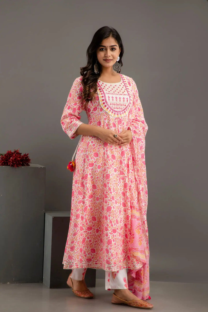 Rayon-Cotton Salwar Kameez | Digital Print & Embroidery Work for Traditional Wear
