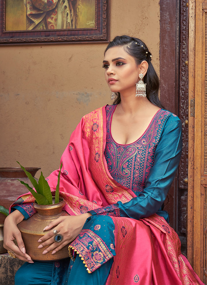 Banarasi Silk Salwar Suit | Trendy Heavy Weaving Designer Outfit