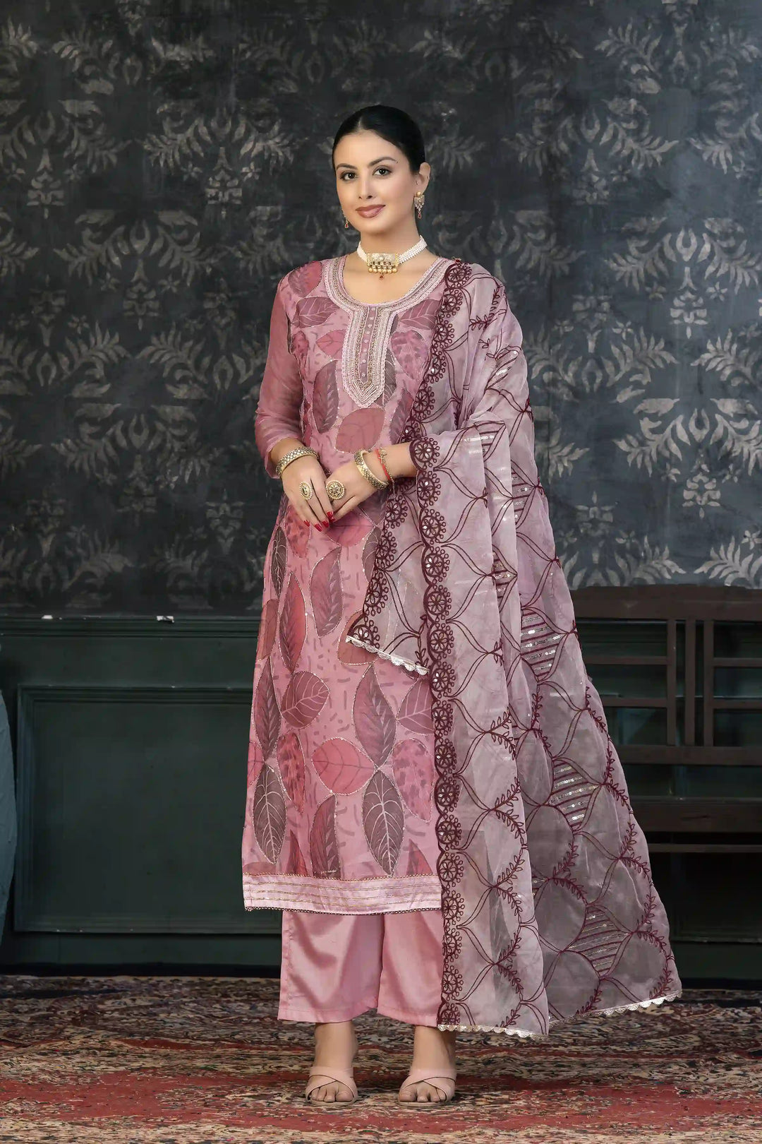 Elegant Organza Kurtis Set | Hand-Embroidered for Parties & Festive Events