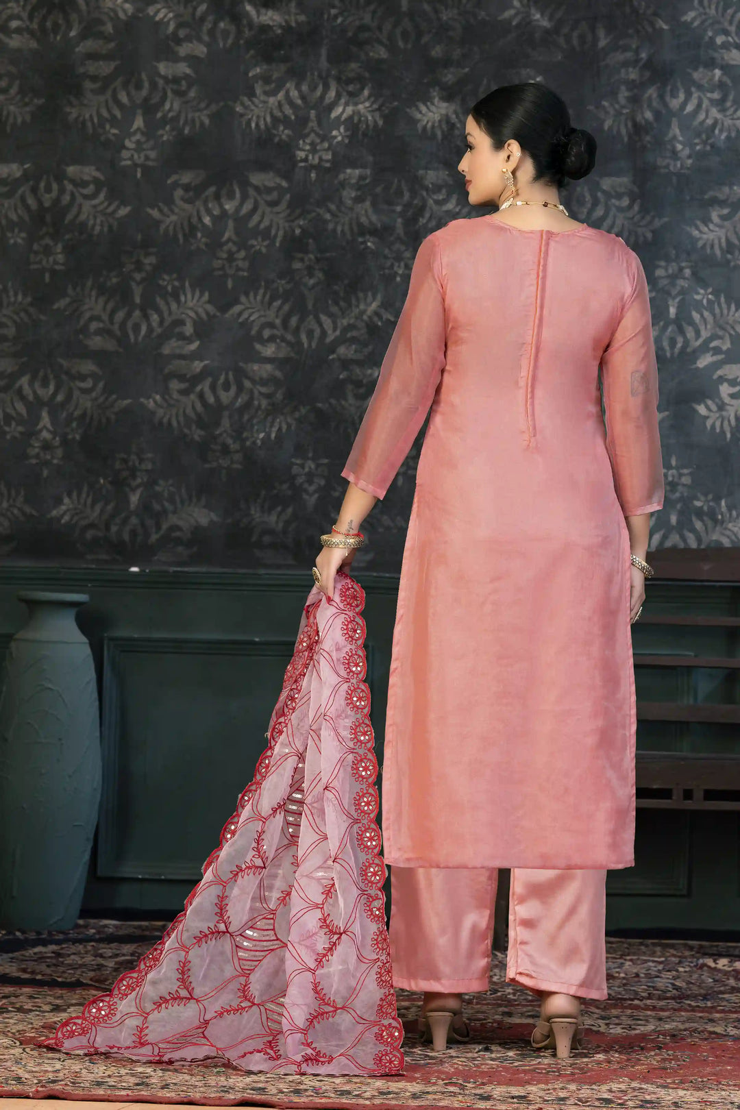 Elegant Organza Kurtis Set | Hand-Embroidered for Parties & Festive Events