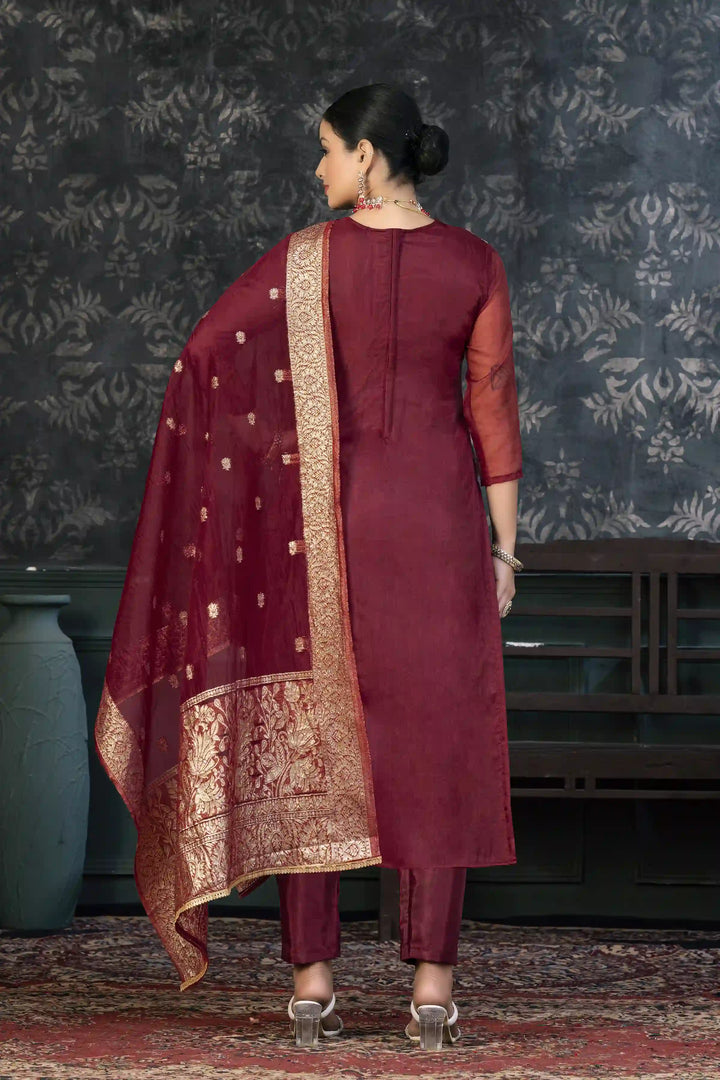 Organza Kurtis Set | Banarasi-Printed Party Outfit for Ceremonial Events