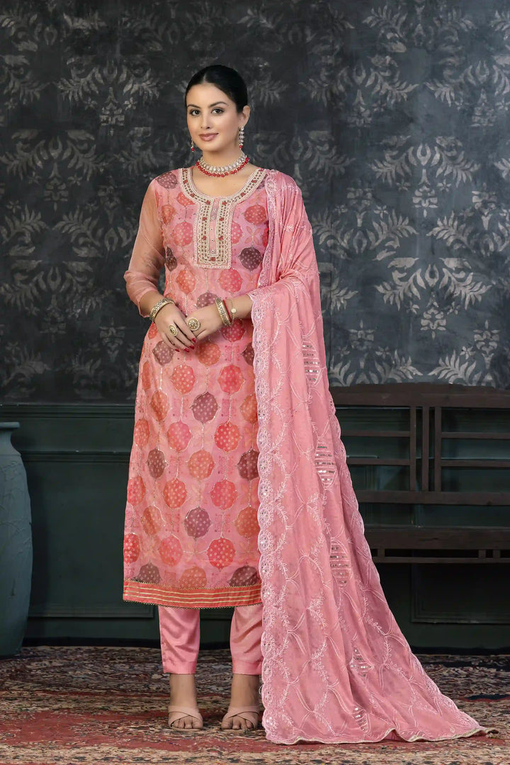 Luxurious Festive Kurti Set | Soft Santoon Bottom & Elegant Embroidery
