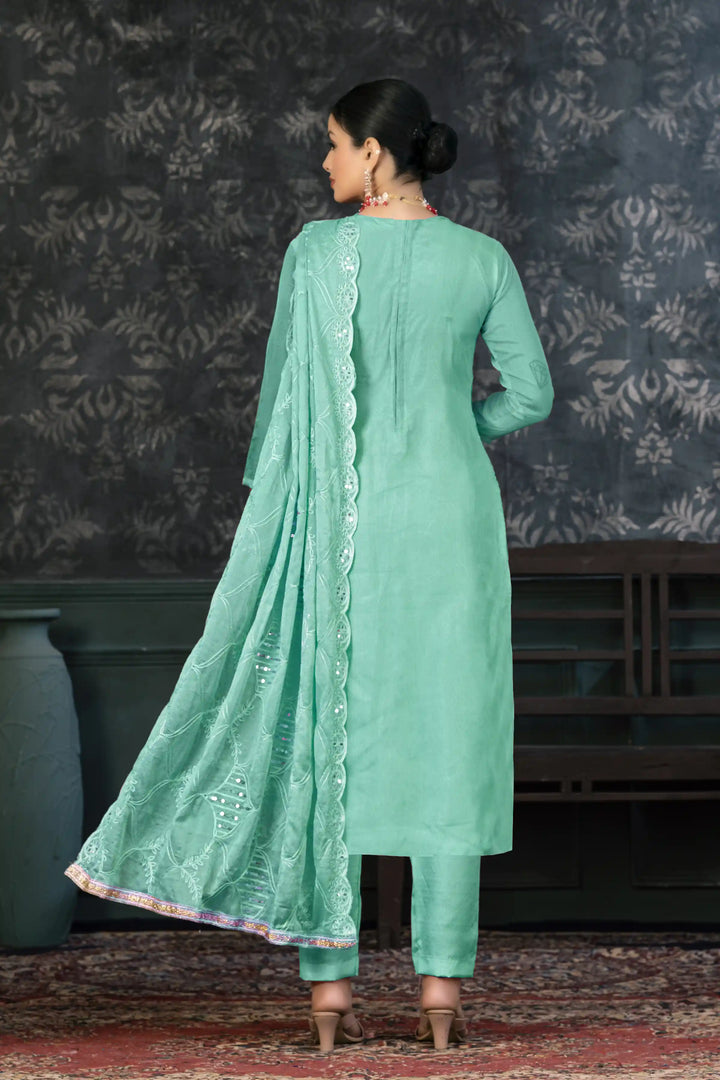 Luxurious Festive Kurti Set | Soft Santoon Bottom & Elegant Embroidery