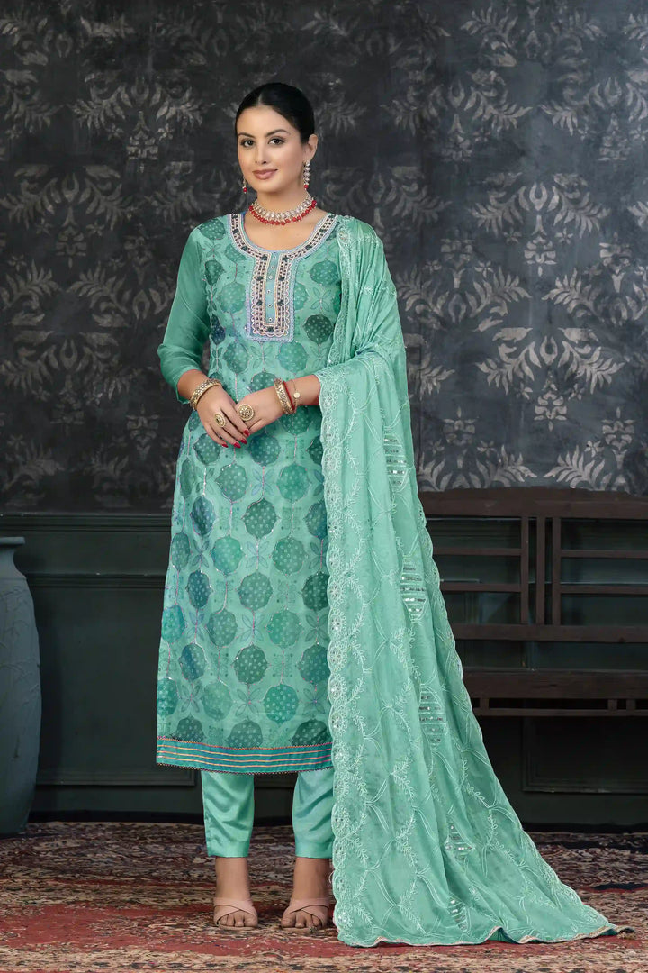 Luxurious Festive Kurti Set | Soft Santoon Bottom & Elegant Embroidery