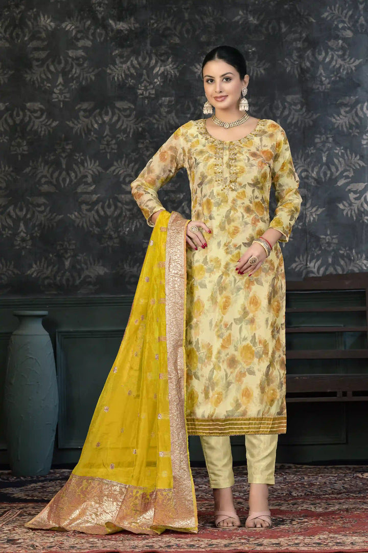 Organza Kurtis Set with Hand-Work & Embroidery | Three-Quarter Sleeve | Party Wear