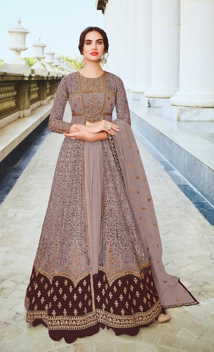 Luxurious Anarkali Suit | Net Fabric with Santoon & Stunning Embroidery