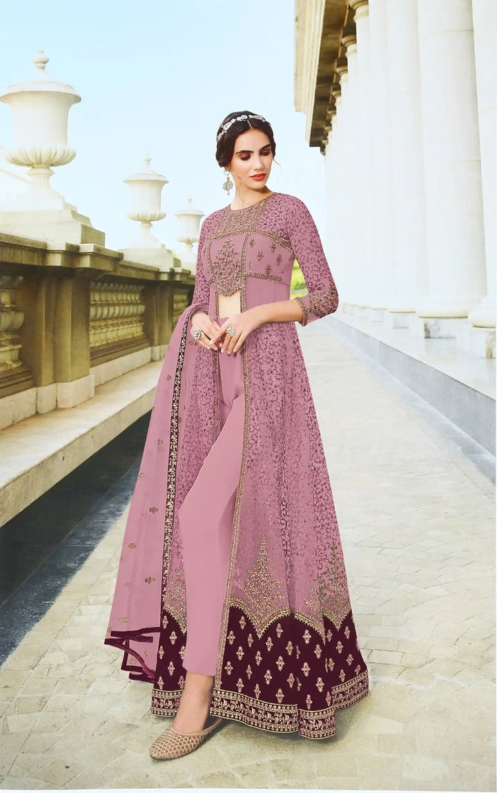 Luxurious Anarkali Suit | Net Fabric with Santoon & Stunning Embroidery