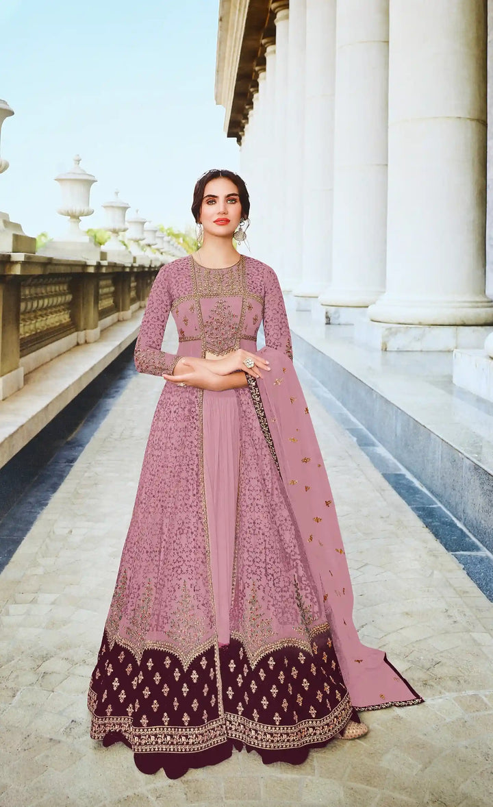 Luxurious Anarkali Suit | Net Fabric with Santoon & Stunning Embroidery