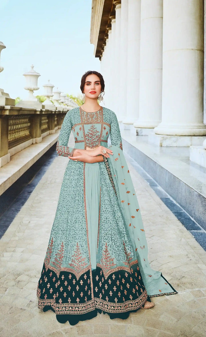 Luxurious Anarkali Suit | Net Fabric with Santoon & Stunning Embroidery