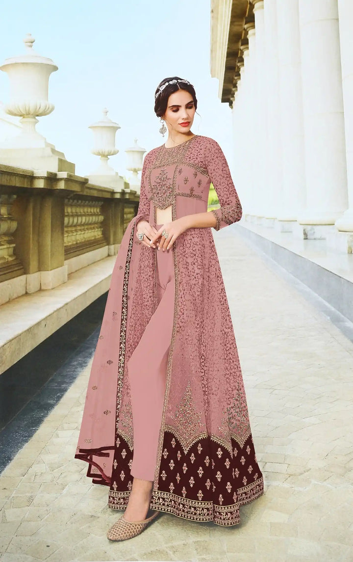 Luxurious Anarkali Suit | Net Fabric with Santoon & Stunning Embroidery