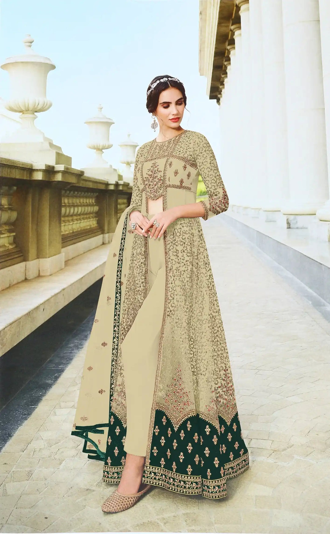 Luxurious Anarkali Suit | Net Fabric with Santoon & Stunning Embroidery