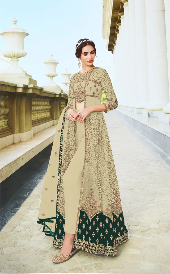 Luxurious Anarkali Suit | Net Fabric with Santoon & Stunning Embroidery