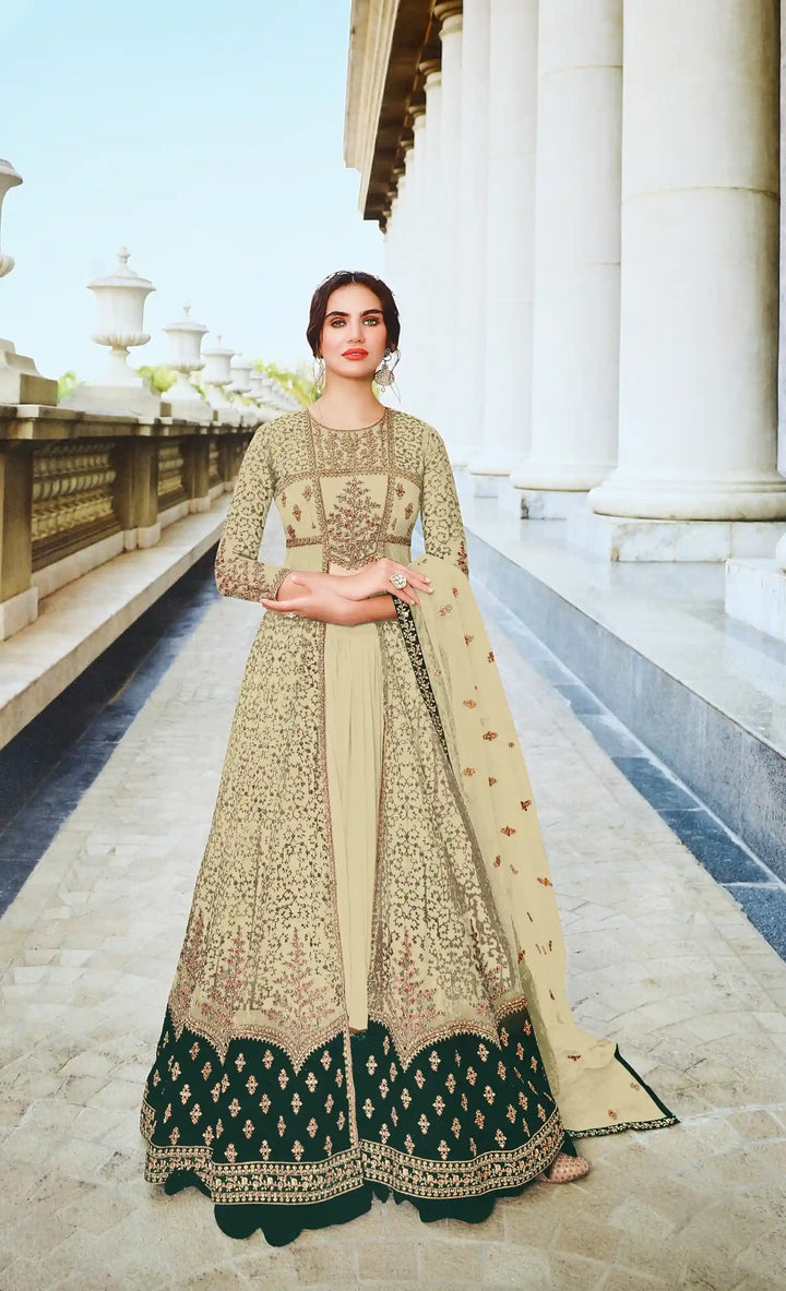 Luxurious Anarkali Suit | Net Fabric with Santoon & Stunning Embroidery