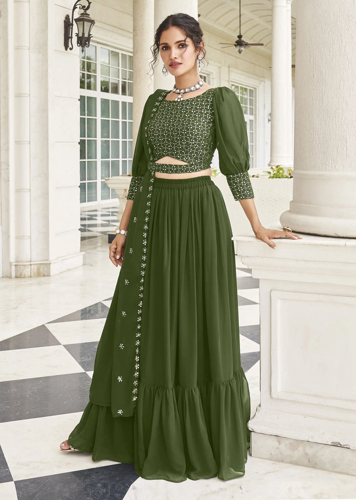 Faux Georgette Partywear Lehenga Choli | Designer Thread & Sequin Work