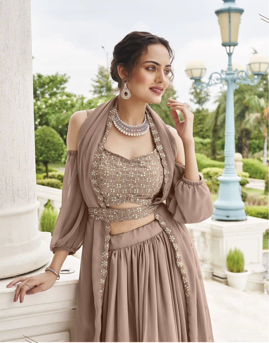 Faux Georgette Partywear Lehenga Choli | Designer Thread & Sequin Work