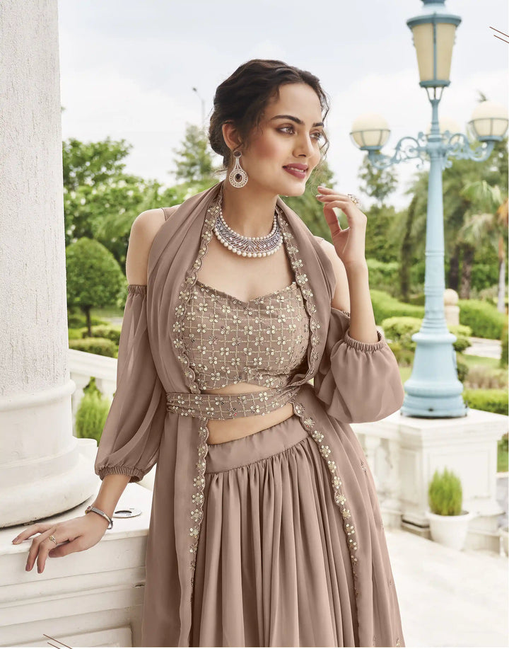 Faux Georgette Partywear Lehenga Choli | Designer Thread & Sequin Work