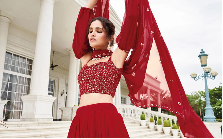 Faux Georgette Partywear Lehenga Choli | Designer Thread & Sequin Work