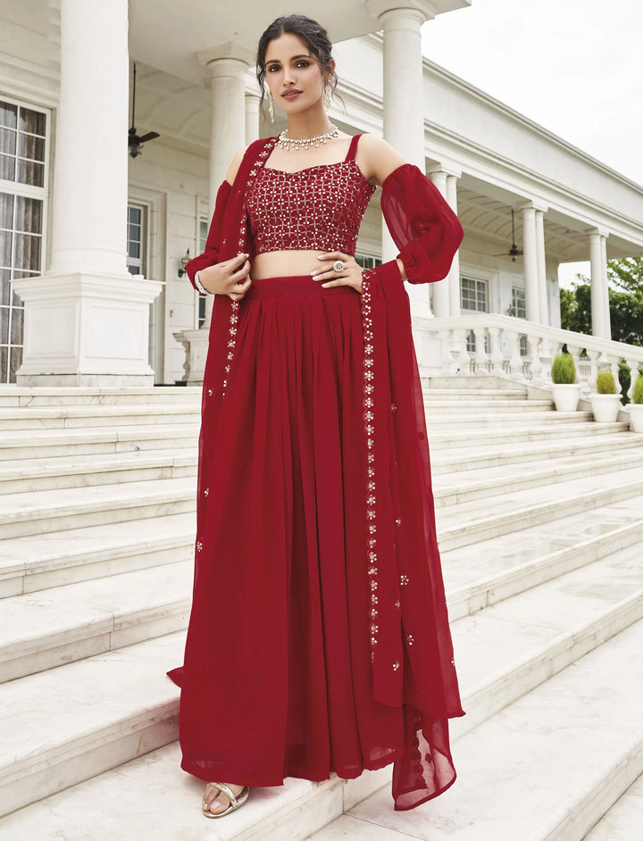 Faux Georgette Partywear Lehenga Choli | Designer Thread & Sequin Work