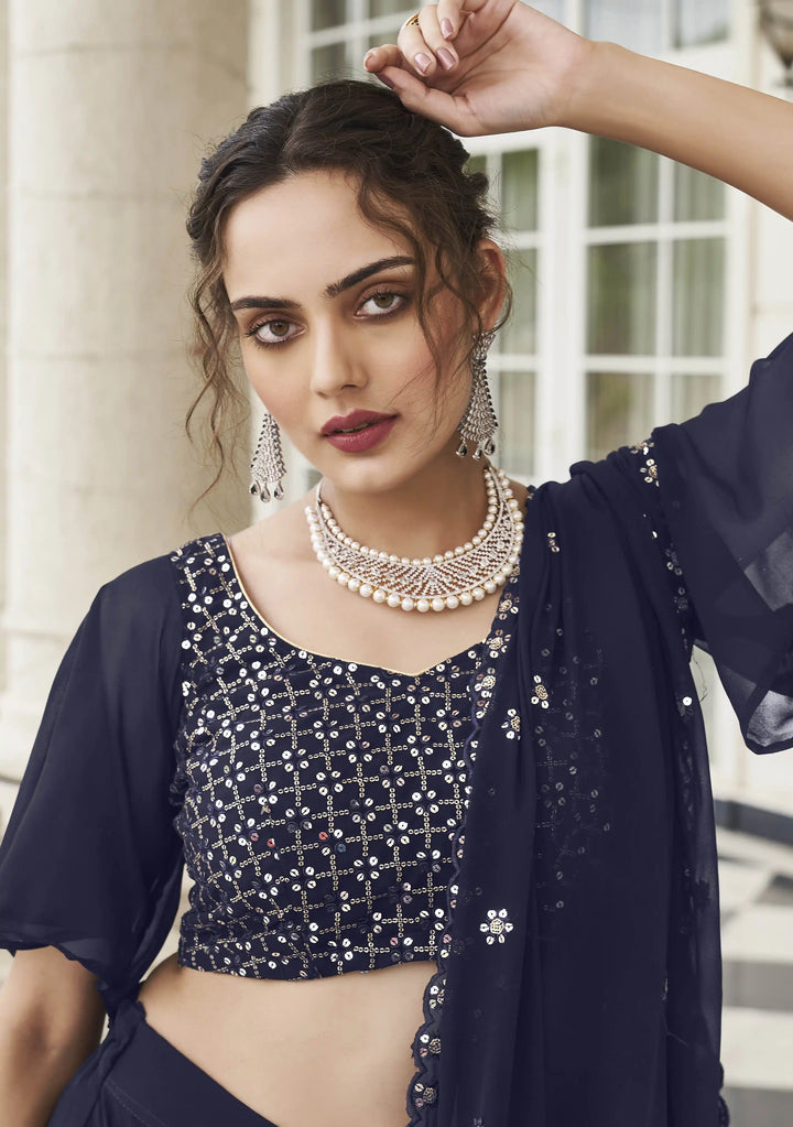 Faux Georgette Partywear Lehenga Choli | Designer Thread & Sequin Work