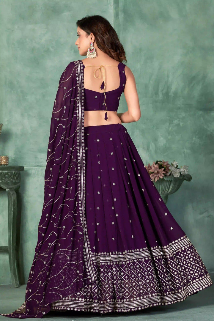 Designer Dark Purple Georgette Lehenga Choli | Perfect for Festive Occasions