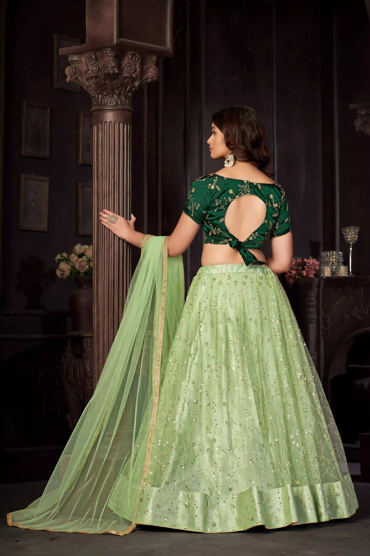 Pista Green Lehenga Choli | Taffeta Silk with Designer Embroidery Work for festive