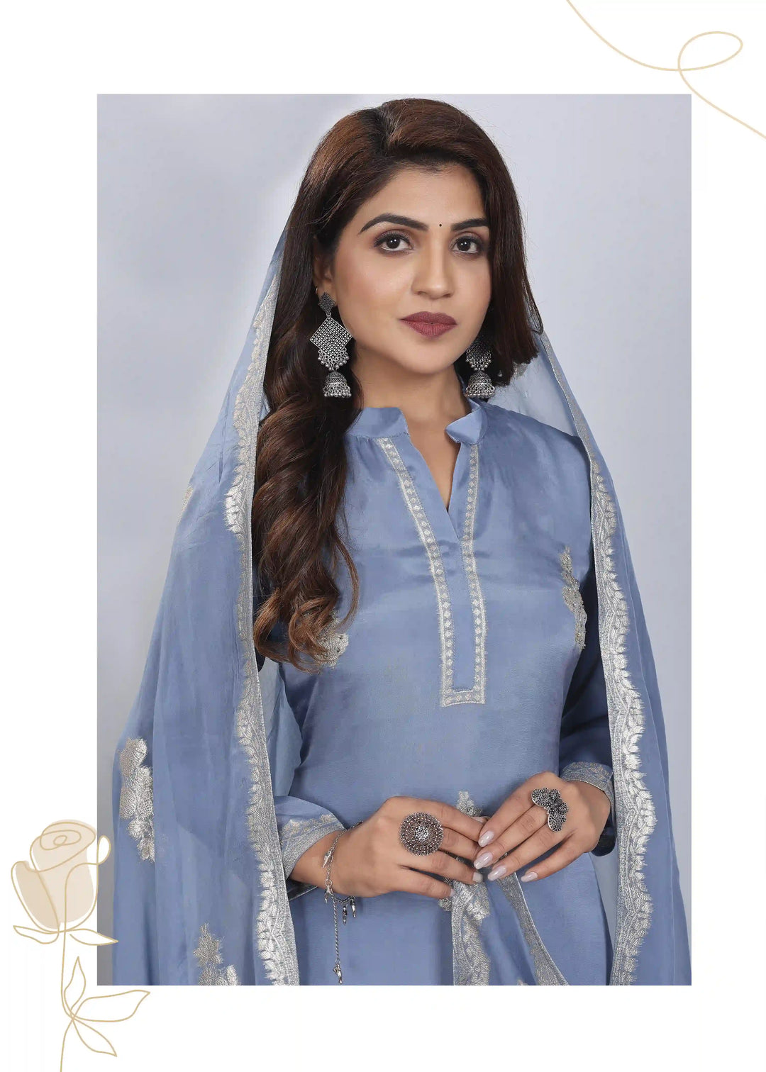 Viscose Kurtis Set | Full-Sleeve Portrait Neck | Butta-Work for Events
